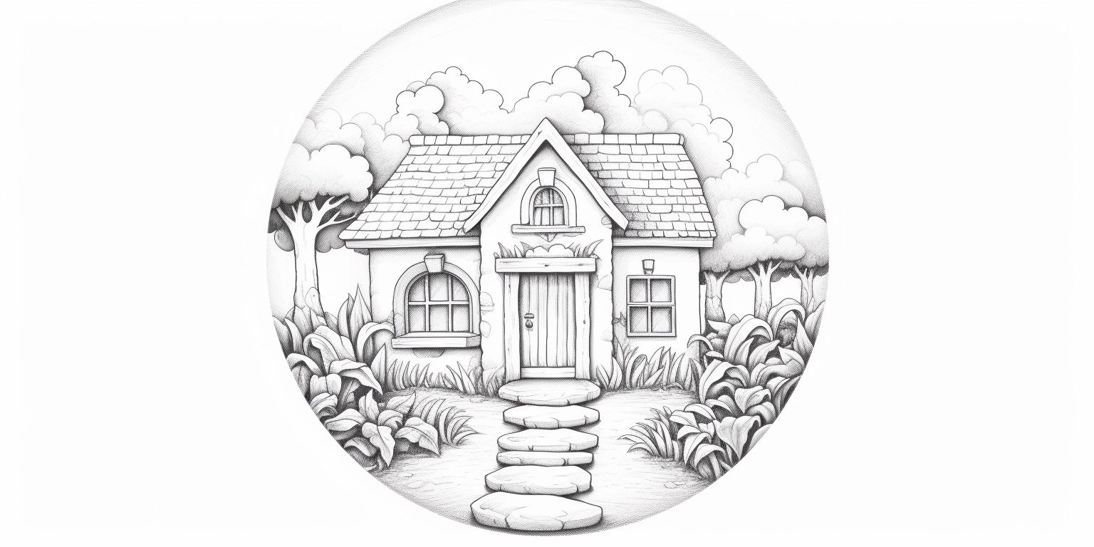 circular-shapes-house-coloring-art