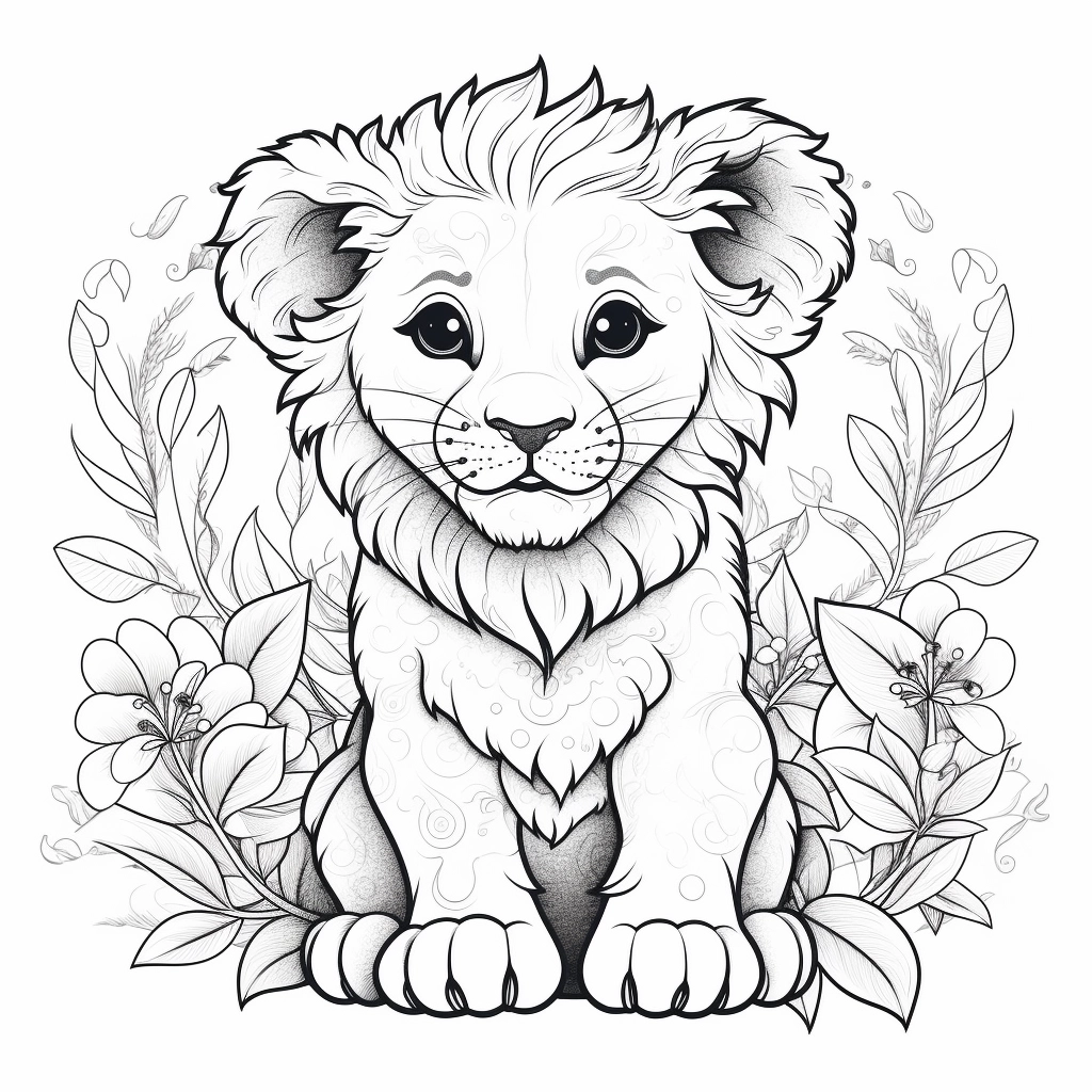 Baby Lion Coloring Page - Coloring Art